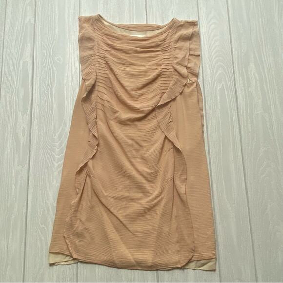 3.1 Phillip Lim Women's Nude Tan Silk Blend Ruffle Sleeveless Mini Dress Size 4 - Picture 6 of 9